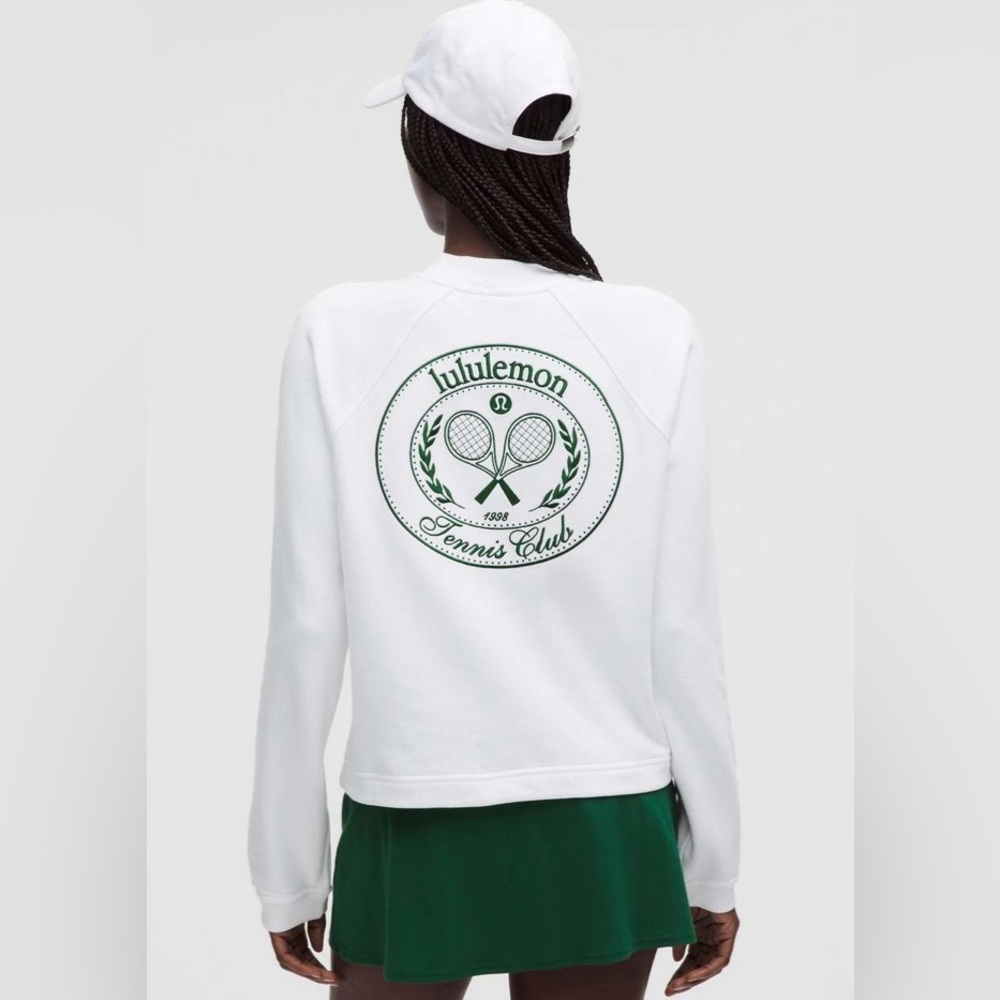 Lululemon NWT Cotton French Terry Crewneck Pullover Tennis Club White Alouette S